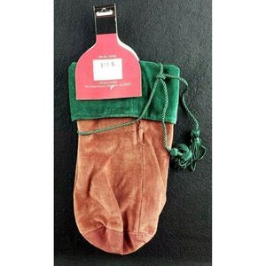 NOS Velvet Wine Gift Bag India House Liquor Tasseled Christmas Burgundy Green